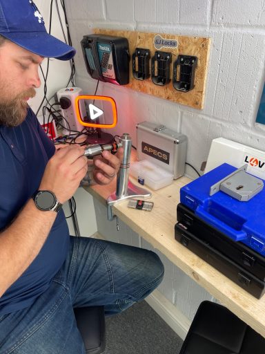 A student on our 1-1, 5 Day Intensive Locksmith Training Course